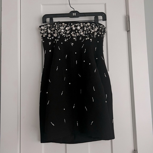 SIMKHAI Arta Crystal Embellished Mini Dress Black Silver NEW with tags - Picture 4 of 8